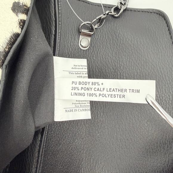 SevenDays Cow Print Haircalf Crossbody Shoulder Bag Black White Chain Strap Y2k - Picture 9 of 9